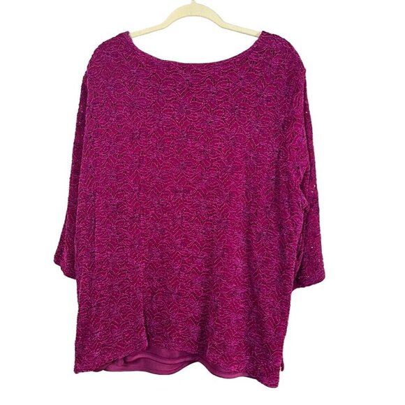 Catherines Floral Top 2X Pink Coquette Feminine Boho Western Retro 80s Workwear - Picture 8 of 11